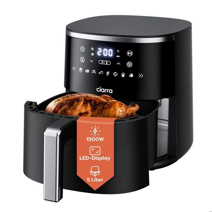 Friteuse Sans Huile 5L CIARRA 8 Programmes 1500W Ecran LED