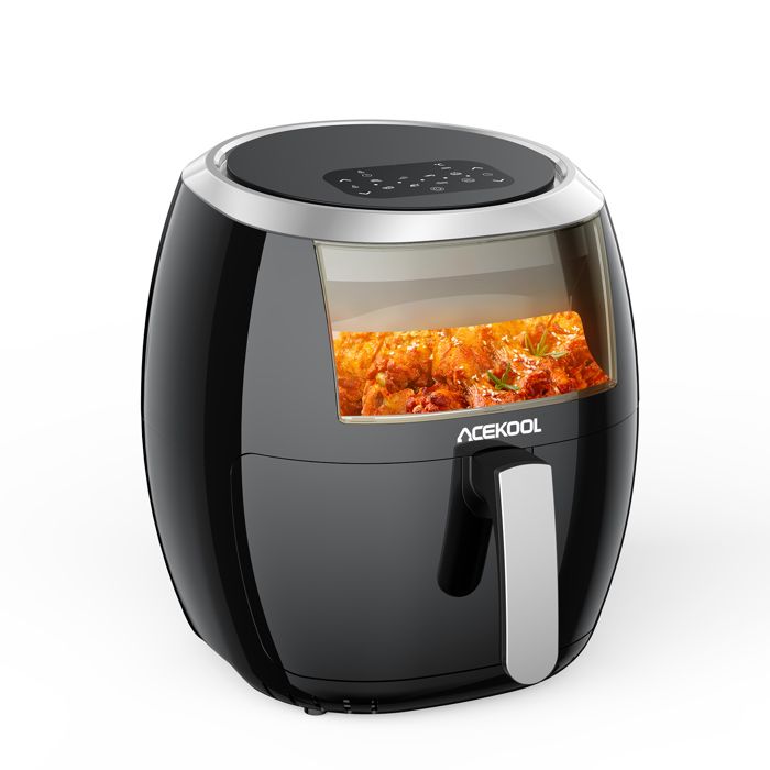 Friteuse à air,Friteuse sans huile,Acekool,8L,1800W,8 pré-réglages de cuisson-Minuterie-Noir