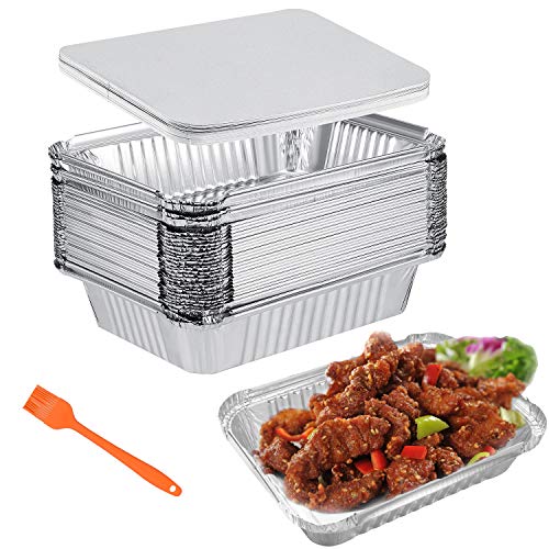 Barquette Aluminium avec Couvercle Barquette Alimentaire Jetable 30 Pièces 1000ml