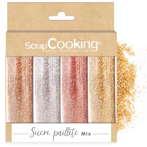 ScrapCooking - Mix 4 Sucres Pailletés - Or, Argent, Rose