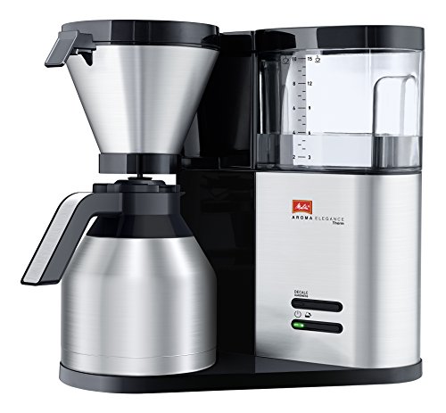 Melitta Aroma Elegance Therm, Noir/Acier Brossé, 1012-04, Cafetière à Filtre