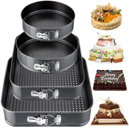 NCKIHRKK Moule à Charnière, Lot de 4 Gâteau 16/20cm Rond