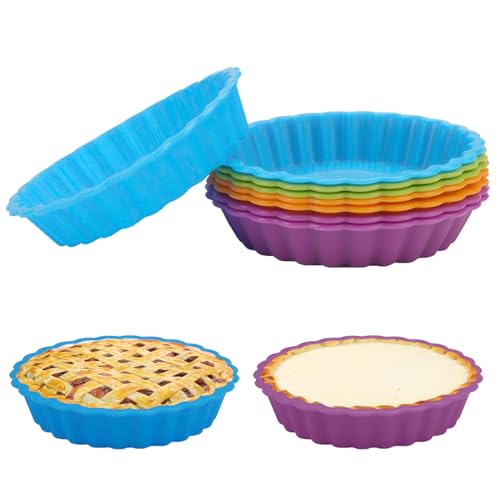 8 Pièces Moule à Tarte Silicone, 11cm Moules Tartelettes Individuelles,