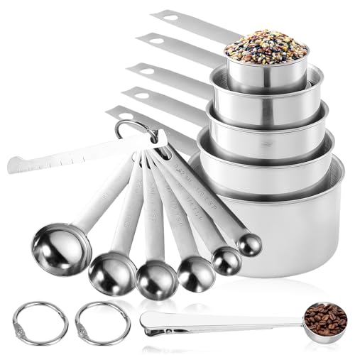 13pcs Cuillères Et Tasses À Mesurer En Acier Inoxydable, Ensembles