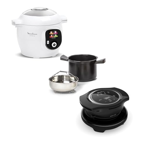 Moulinex Lot Multicuiseur intelligent Cookeo+, Cuisson haute pression, 80 recettes