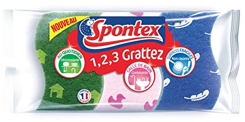 SPONTEX - 1,2,3 Grattez - Kit de 3 Éponges Multi-Usages