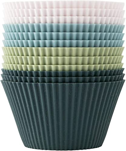 Lesipee Lot de 12 moules à cupcakes, muffins, en silicone,