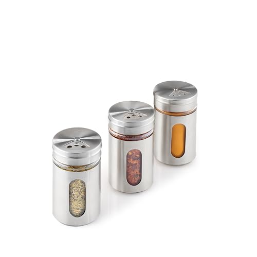 Metaltex Lot de 3 pots à épices en acier inoxydable