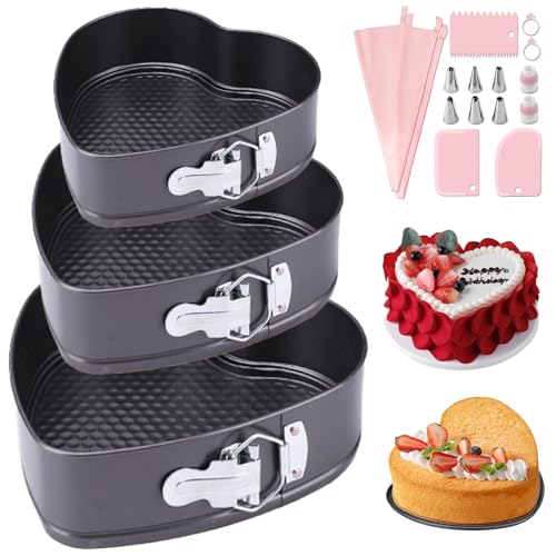 HQILRRA Moule gâteau coeur,Moule coeur gateau,Moule gâteau charniere coeur,Avec revêtement