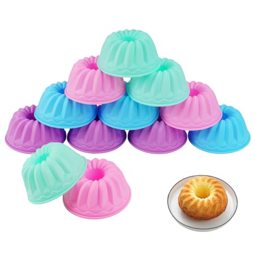 12 Pièces Moule Mini Kouglof Silicone, Moule a Baba au