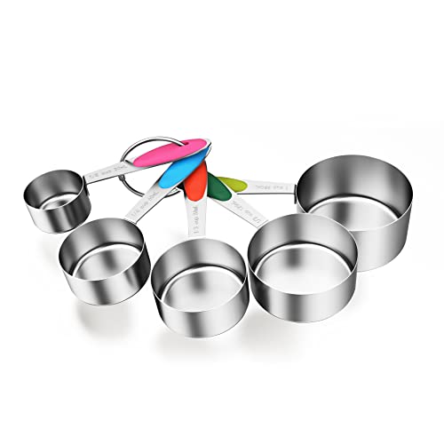 IPOW Lot de 5 Cuillère Doseuse INOX, Verre Doseur Cuisine