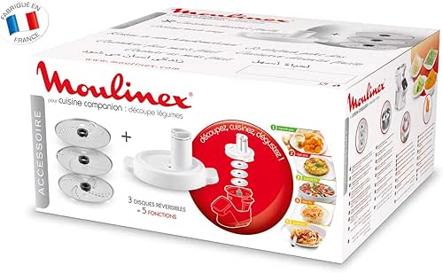 Moulinex Découpe-Légumes pour robot cuiseur Companion, Accessoire officiel, Râpe et