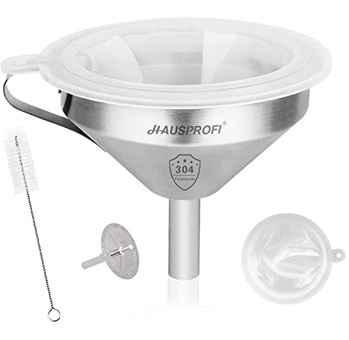 HAUSPROFI Entonnoir Cuisine en Acier Inoxydable 5,9 Pouces/15cm et Filtre