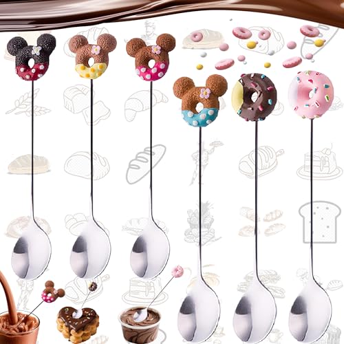 Lot de 6 cuillères à café mignonnes en acier inoxydable
