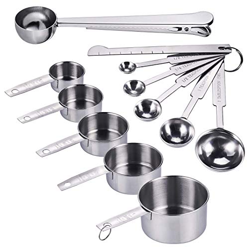 JIZZU 12PCS Cuillères et Tasses à mesurer en Acier Inoxydable,