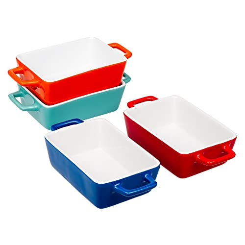 Lot de 4 mini plats de cuisson colorés en grès