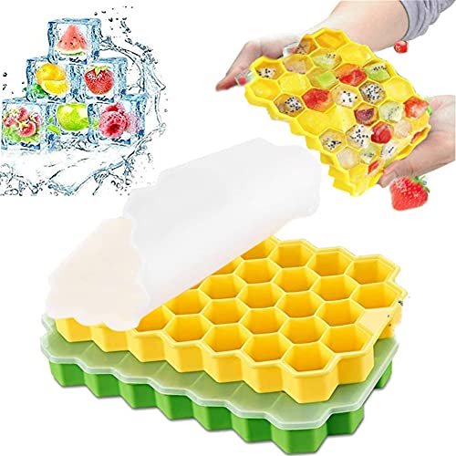Moule à Glaçons,Bac à Glaçons Silicone avec Couvercle,2 Pcs Glaçons