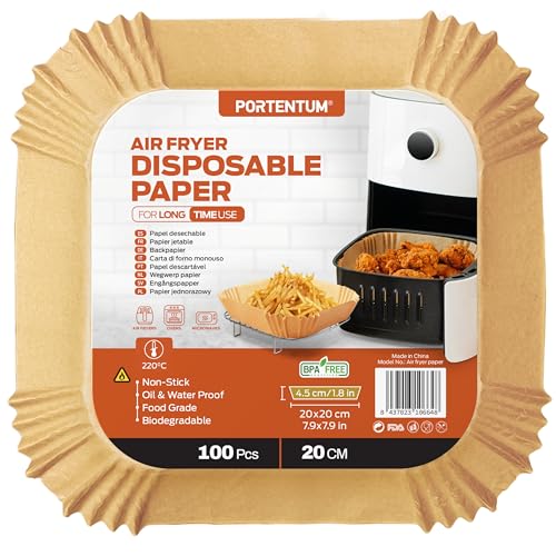 PORTENTUM Papier cuisson air fryer - 100 pièces Food-Grade BPA