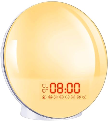 Bawoo Lampe Radio Réveil Lumière Douceur LED Simulateur d'aube Horloge