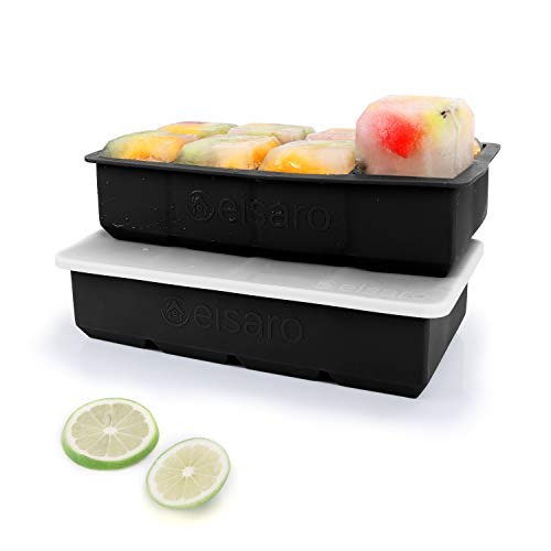 Lot de 2 bacs à glaçons en silicone avec couvercles,