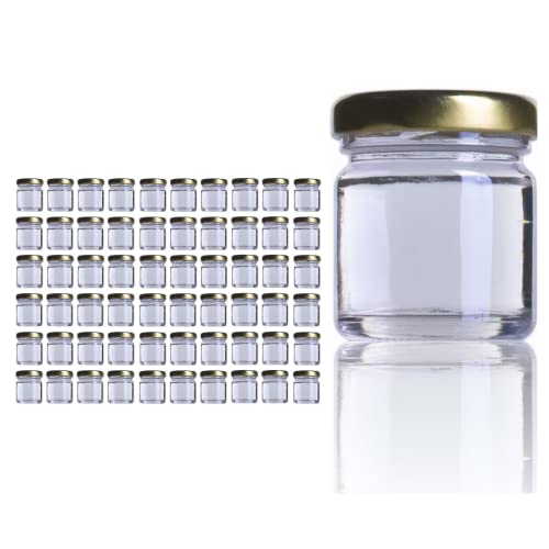 Aucomptoirdesflacons 60 x Mini bocaux en verre 40ml avec couvercle