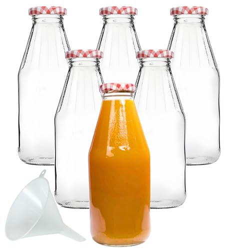 mikken Lot de 6 bouteilles en verre avec bouchon à