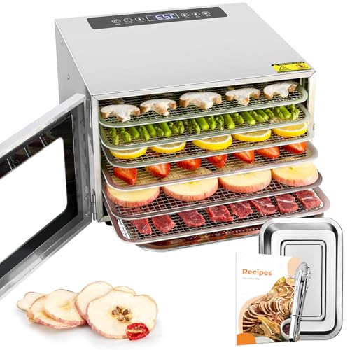 Kwasyo Deshydrateur Aliment, Déshydrateur Inox 6 Étages, avec Minuteur (24H),