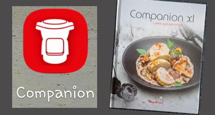Icône de l'application Companion et livre de recettes fourni avec le Robot i-Companion XL