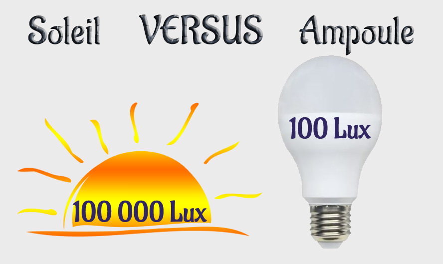 Soleil 100 000 Lux Versus Ampoule 100 Lux