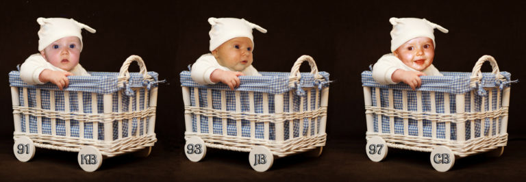Bébés dans des chariots, mes 3 enfants