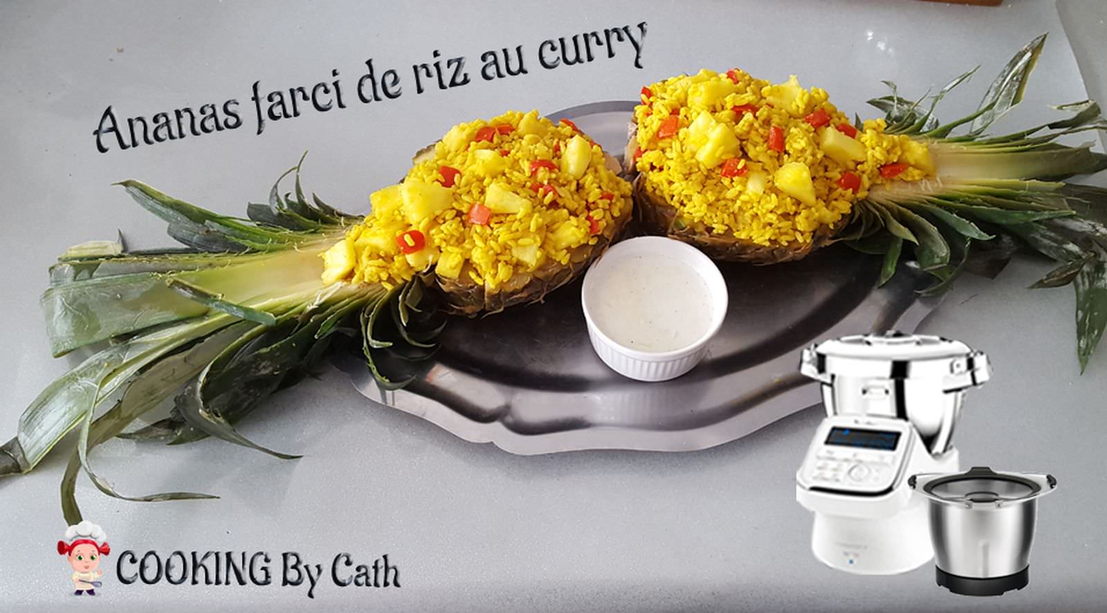 Ananas farci de riz au curry