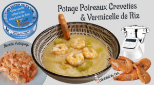 Potage poireau crevettes & vermicelle