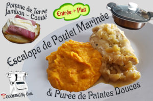 Escalopes de poulet marinées et purée de patate douce