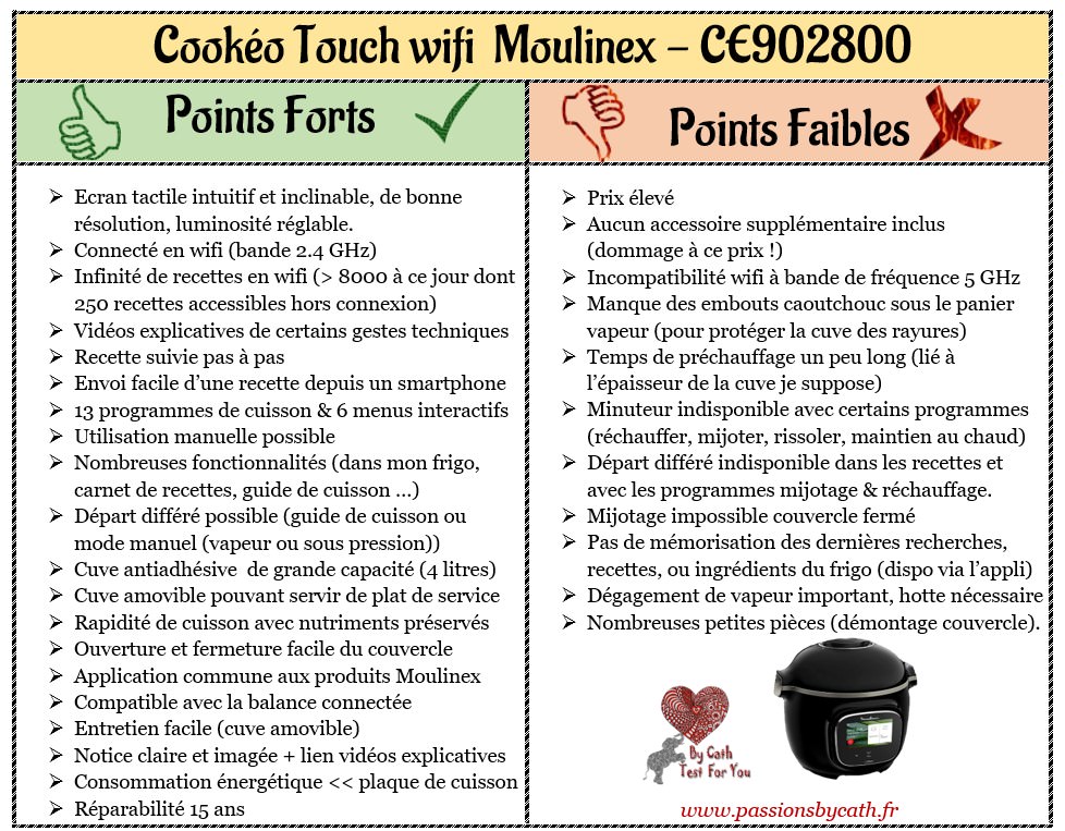 Cookeo Touch wifi - Bilan points forts / points faibles
