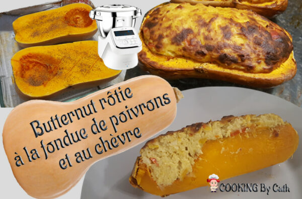 Butternut rotie fondue poivrons et chèvre