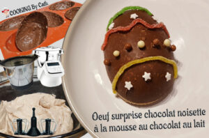 Œuf surprise chocolat noisette à la mousse au chocolat au lait