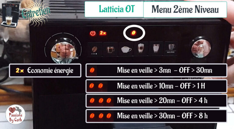 réglage du mode économie d'énergie - machine à café Melitta Latticia OT avec broyeur