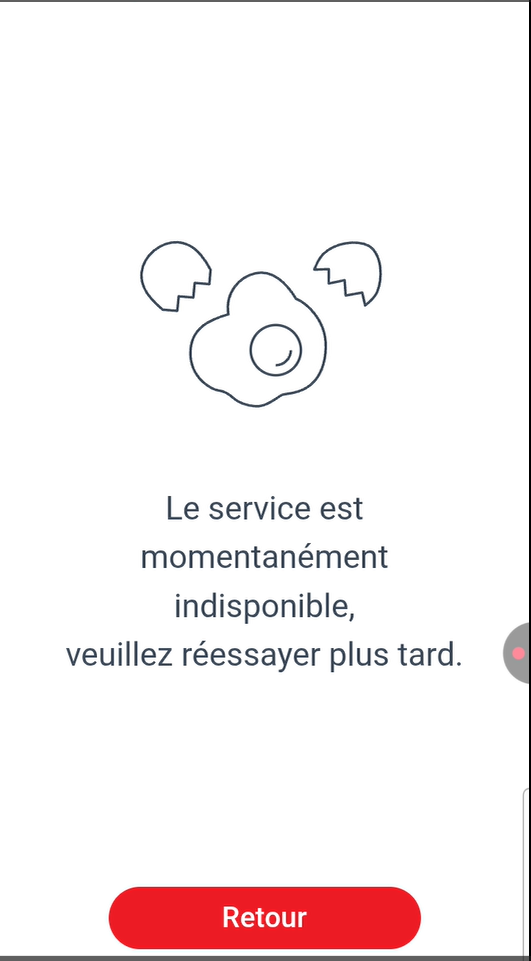 Ecran de Bug Application My Moulinex